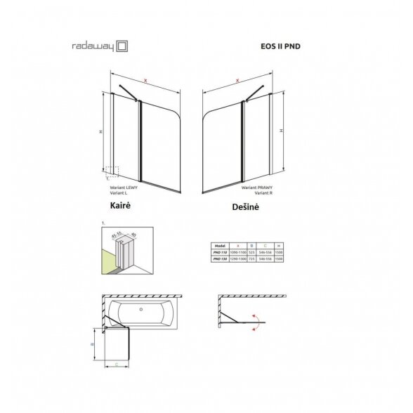 Radaway Eos II PND vonios sienelė 5