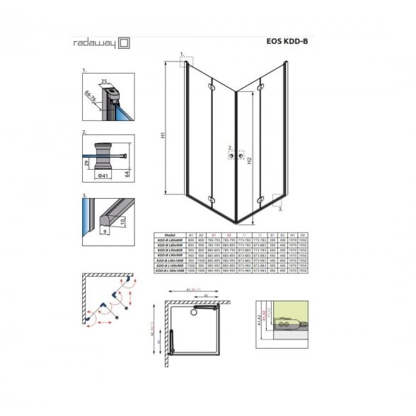 Radaway Eos KDD B kvadratinė dušo kabina 8