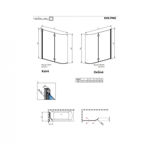 Radaway Eos PND vonios sienelė 5