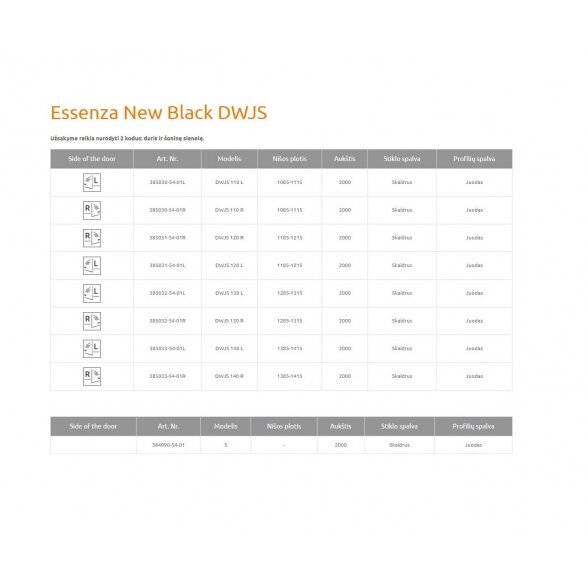 Radaway Essenza New Black DWJS nišinės dušo durys 5