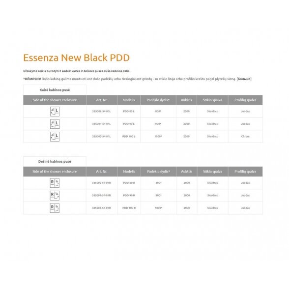 Radaway Essenza New Black PDD pusapvalė dušo kabina 5