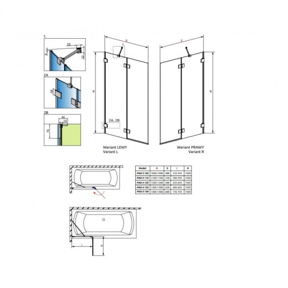 Radaway Essenza Pro White PND II vonios sienelė 6