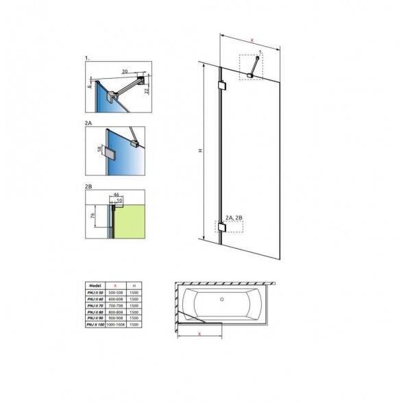 Radaway Essenza Pro White PNJ II vonios sienelė 5