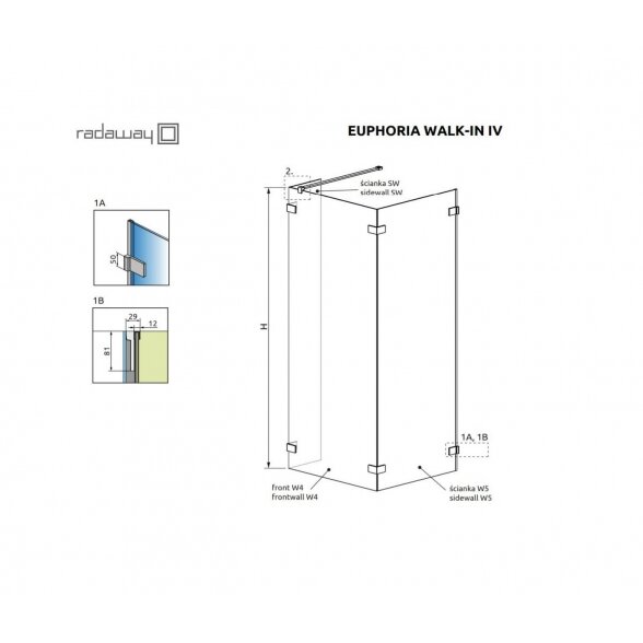 Radaway Euphoria Walk-in IV stabili dušo sienelė 9