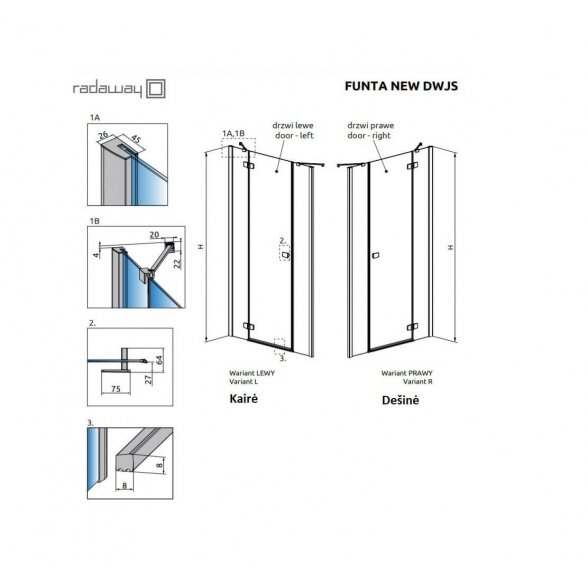 Radaway Fuenta New DWJS nišinės dušo durys 8