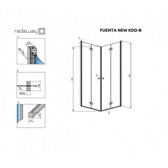 Radaway Fuenta New KDD B kvadratinė dušo kabina 7