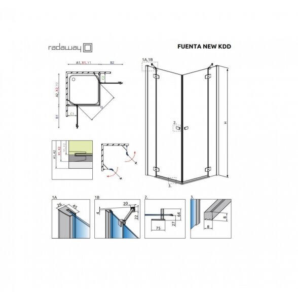 Radaway Fuenta New KDD kvadratinė dušo kabina 7
