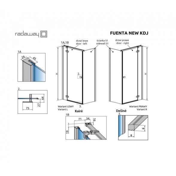 Radaway Fuenta New KDJ kvadratinė dušo kabina 8