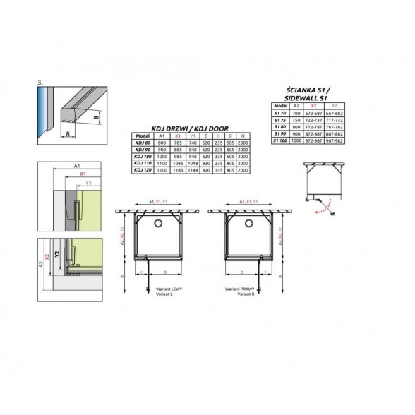 Radaway Fuenta New KDJ+S kvadratinė dušo kabina 8