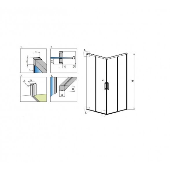 Radaway Idea Black KDD kvadratinė dušo kabina 90x90, 100x100 4