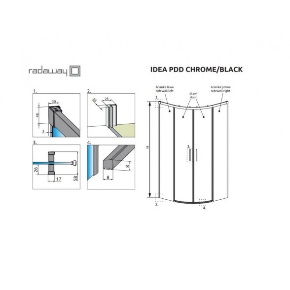Radaway Idea PDD pusapvalė dušo kabina 4