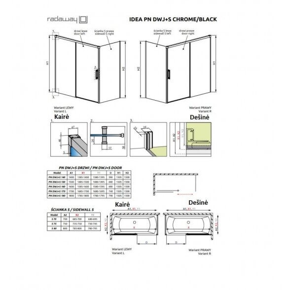 Radaway Idea PN DWJ+S vonios sienelė 4