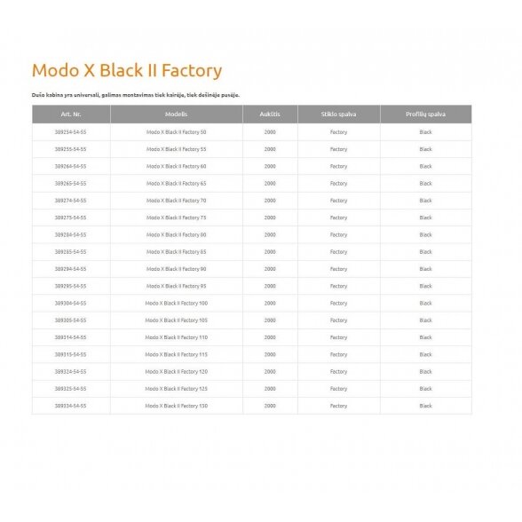 Radaway Modo X Black II Factory stabili dušo sienelė 2