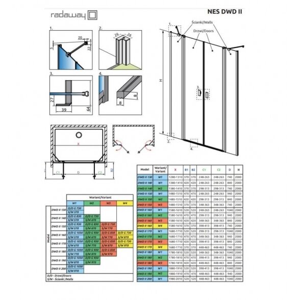 Radaway Nes DWD II nišinės dušo durys 3