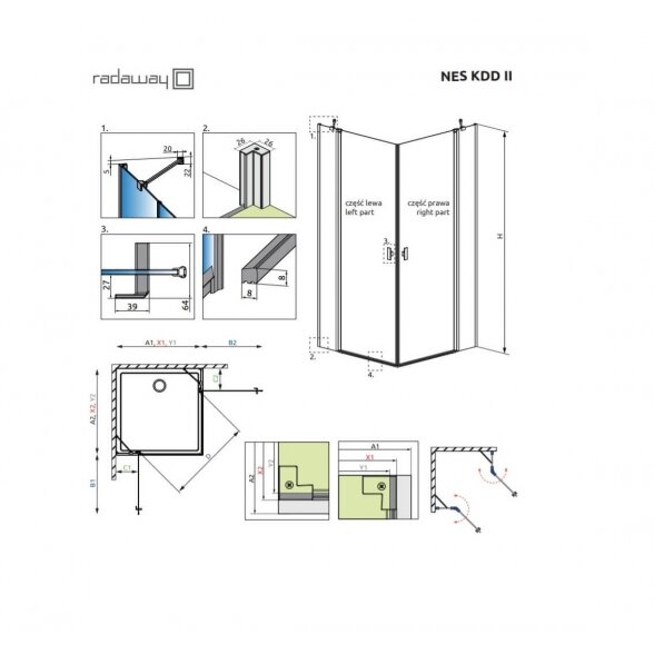 Radaway Nes KDD II kvadratinė dušo kabina 4