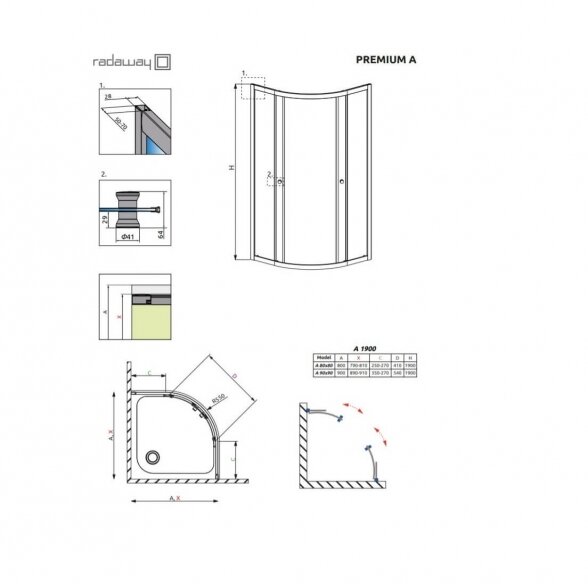 Radaway Premium A pusapvalė dušo kabina 6