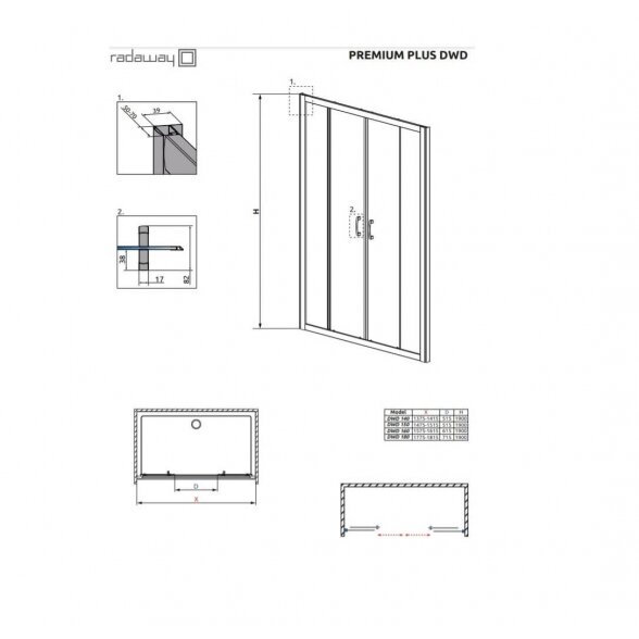 Radaway Premium Plus DWD nišinės dušo durys 6