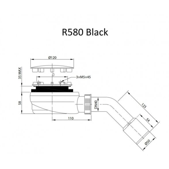 Radaway R580 Black dušo sifonas 1