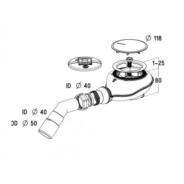 Radaway TURBOFLOW 2 TB21 dušo sifonas 1