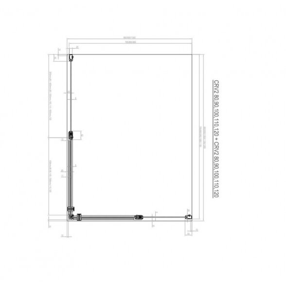 Ravak Chrome CRV2 + CRV2 kvadratinė dušo kabina su kampiniu įėjimu 4