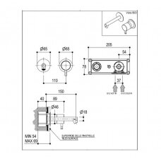 Ritmonio Diametro35 Inox E0BA0113SPD praustuvo maišytuvas iš sienos su potinkine dalimi