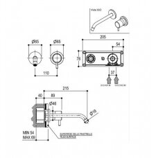 Ritmonio Reverso Q0BA6014SPSX praustuvo maišytuvas iš sienos su potinkine dalimi