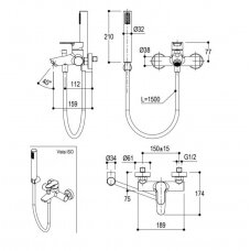 Ritmonio Tab PR37EH201CRL vonios maišytuvas