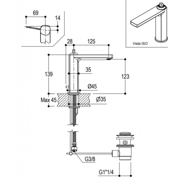 Ritmonio Haptic PR43AU101 praustuvo maišytuvas su betonine rankenėle 30