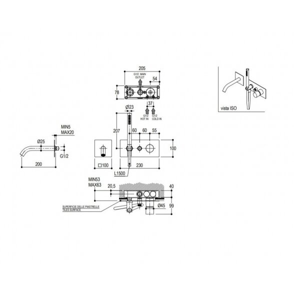 Ritmonio Diametro35 Inox Concrete E0BA0438CICM vonios maišytuvas 1