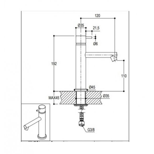 Ritmonio Diametro35 Inox E0BA0123D praustuvo maišytuvas 2