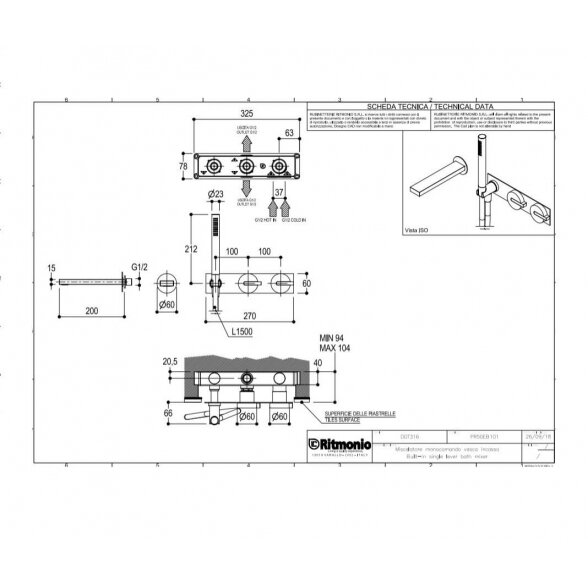 Ritmonio DOT316 PR50EB101 potinkinis vonios maišytuvas 1