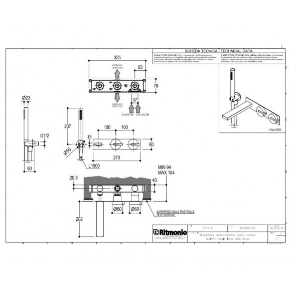 Ritmonio DOT316 PR50EB102 potinkinis vonios maišytuvas 2