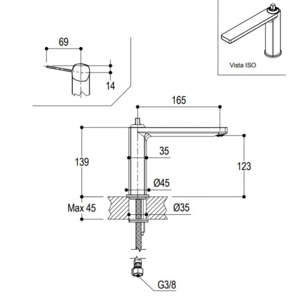 Ritmonio Haptic PR43AU202 praustuvo maišytuvas su betonine rankenėle 34