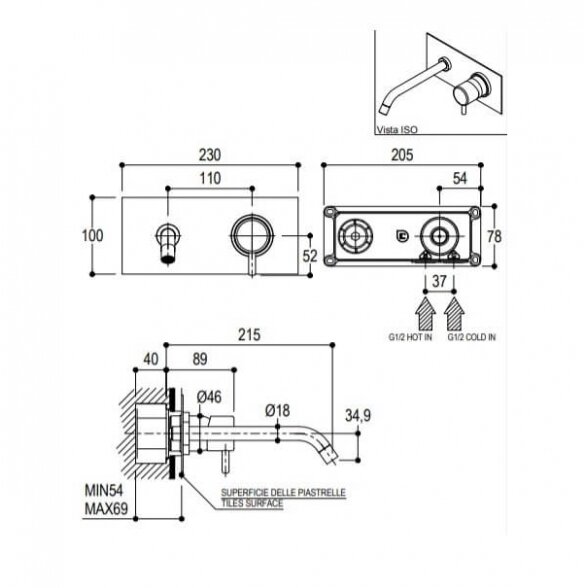 Ritmonio Reverso Q0BA6014SX praustuvo maišytuvas iš sienos su potinkine dalimi 1