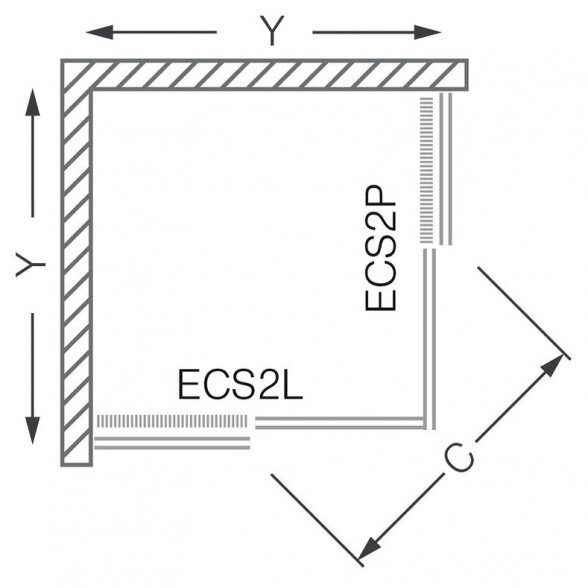 Roth ECS2L+ECS2P kvadratinė dušo kabina su slankiojančiomis durimis. 9