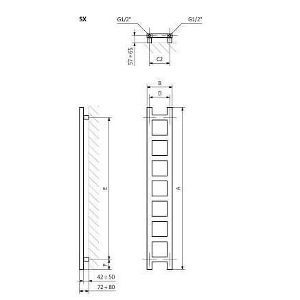 Terma Easy rankšluosčio džiovintuvas 640x200 mm, baltos sp. 1