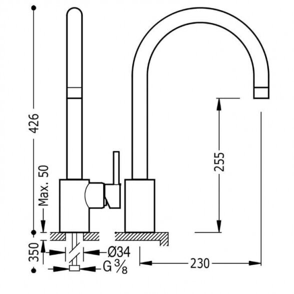 Tres Max-Tres 5.62.440.03 virtuvinis maišytuvas, 426 mm aukščio 1