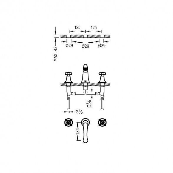 Tres Tres-Clasic 24210601 praustuvo maišytuvas 13,4 cm 6