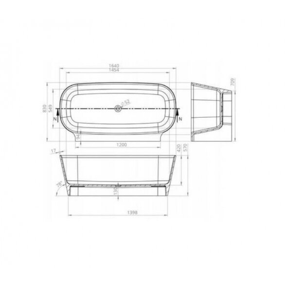 Vayer Nova 2 1640x830 mm lieto akmens vonia 2