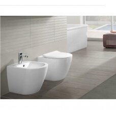 Villeroy & Boch Subway 2.0 Rimless 56x37 pristatomas klozetas su lėtaeigiu dangčiu