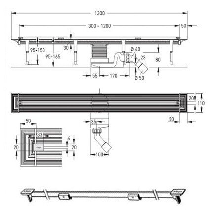 Viega Advantix vario dušo latakas pjaustomas 300-1200mm 4