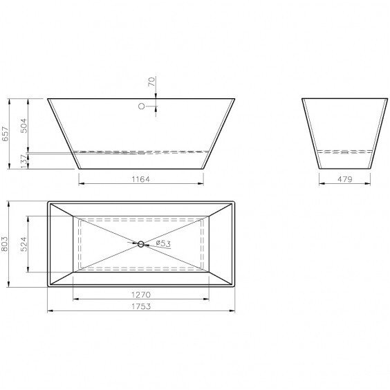 Vispool Quadro 175 1752x805 mm lieto akmens vonia 2