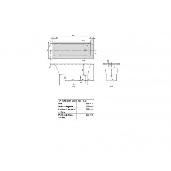 Villeroy & Boch Architectura Solo akrilinė vonia 140-170x70 cm 4