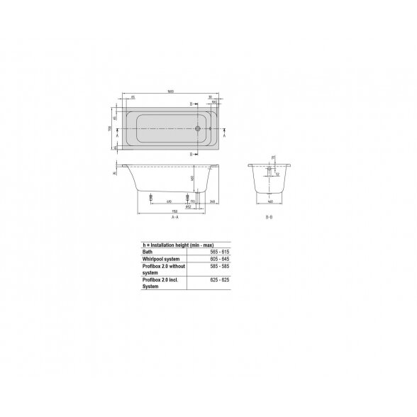 Villeroy & Boch Architectura Solo akrilinė vonia 140-170x70 cm 5