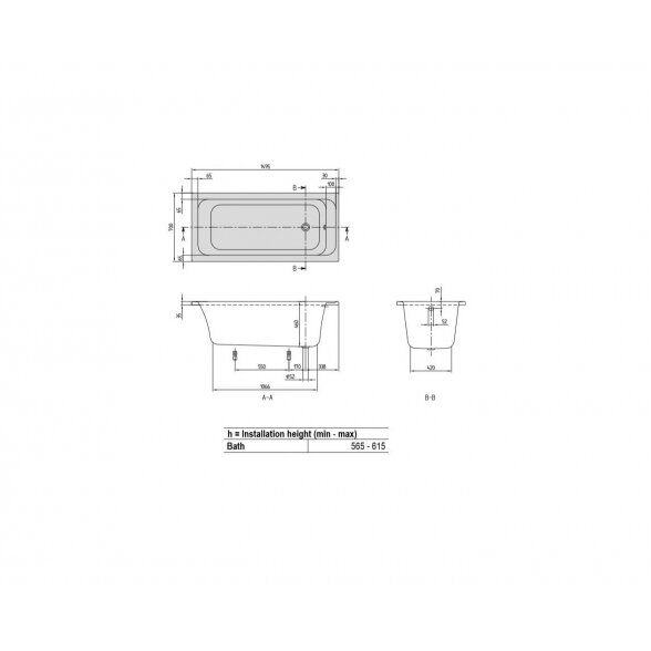 Villeroy & Boch Architectura Solo akrilinė vonia 140-170x70 cm 6