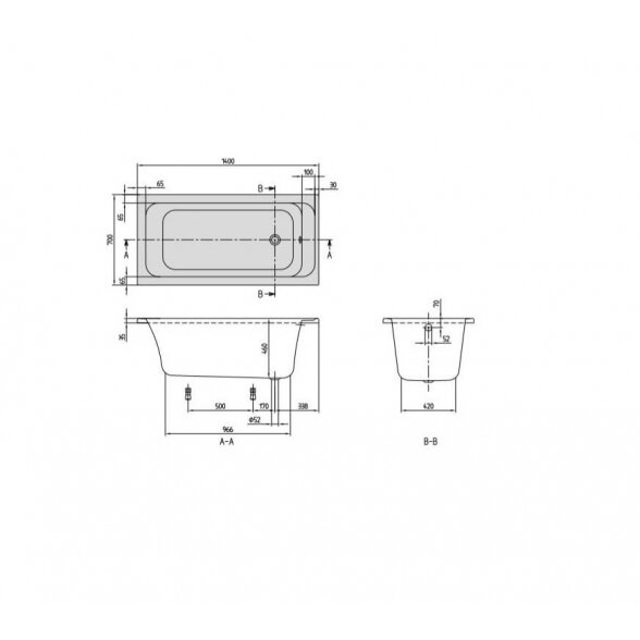 Villeroy & Boch Architectura Solo akrilinė vonia 140-170x70 cm 3