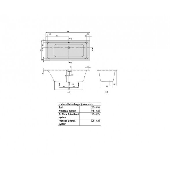 Villeroy & Boch Architectura Solo akrilinė vonia 170-180x80 cm 5