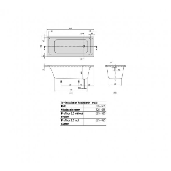 Villeroy & Boch Architectura Solo akrilinė vonia 170x75 cm 3