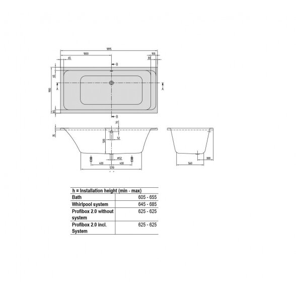 Villeroy & Boch Architectura Solo akrilinė vonia 190x90 cm 3