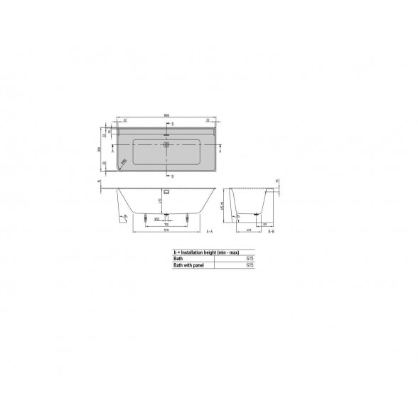 Villeroy & Boch Collaro Duo akrilinė kampinė vonia 180x80 cm, dešininė 4